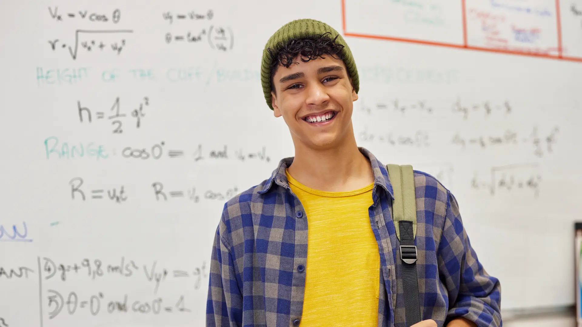 male high school student smiling