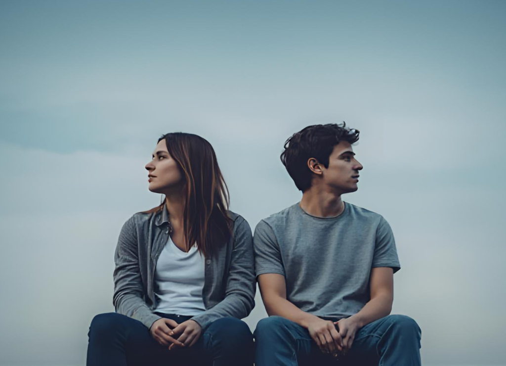 couple looking away from each other in a troubled relationship