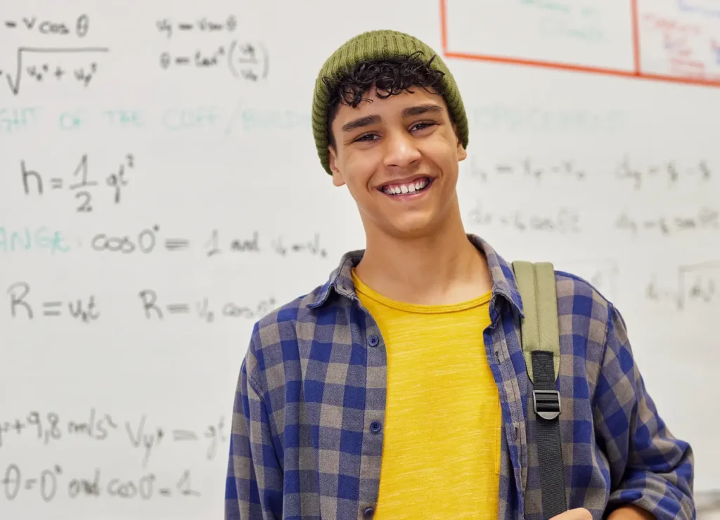 male high school student smiling